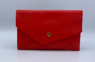 Rugged Orange Leather Clutch