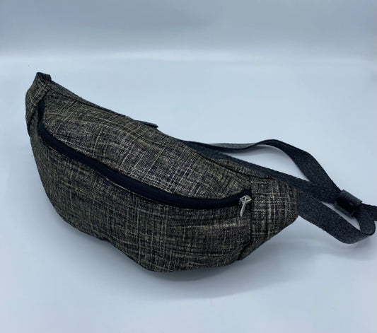 Waist Pack - Black & Silver Linen