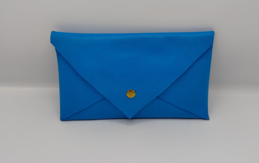 Blue Rugged Leather Clutch